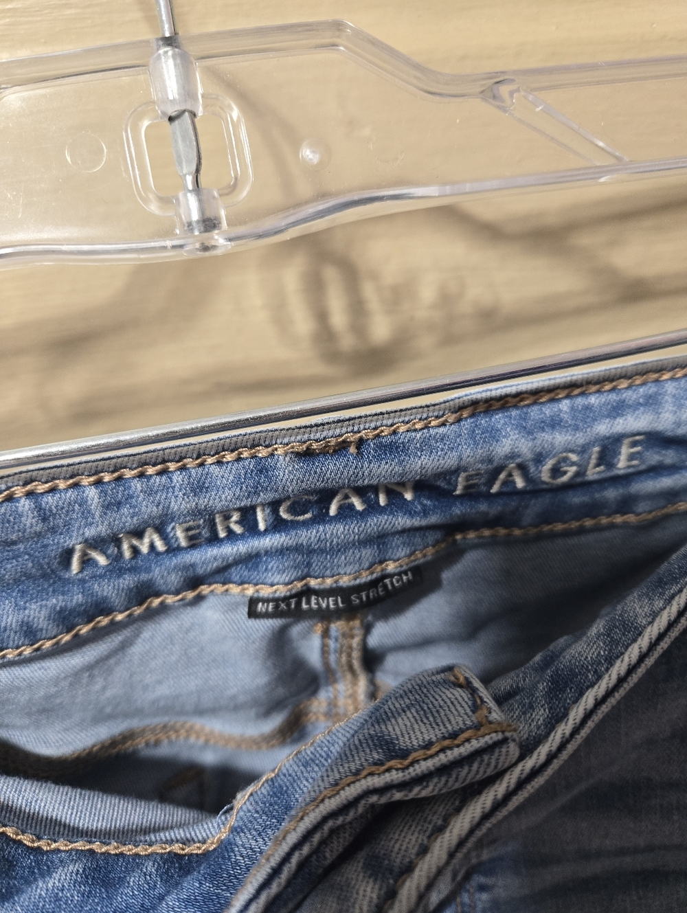 American Eagle Next Level Stretch Midi Distressed Light Wash Shorts GUC Size: 16 - Picture 5 of 5